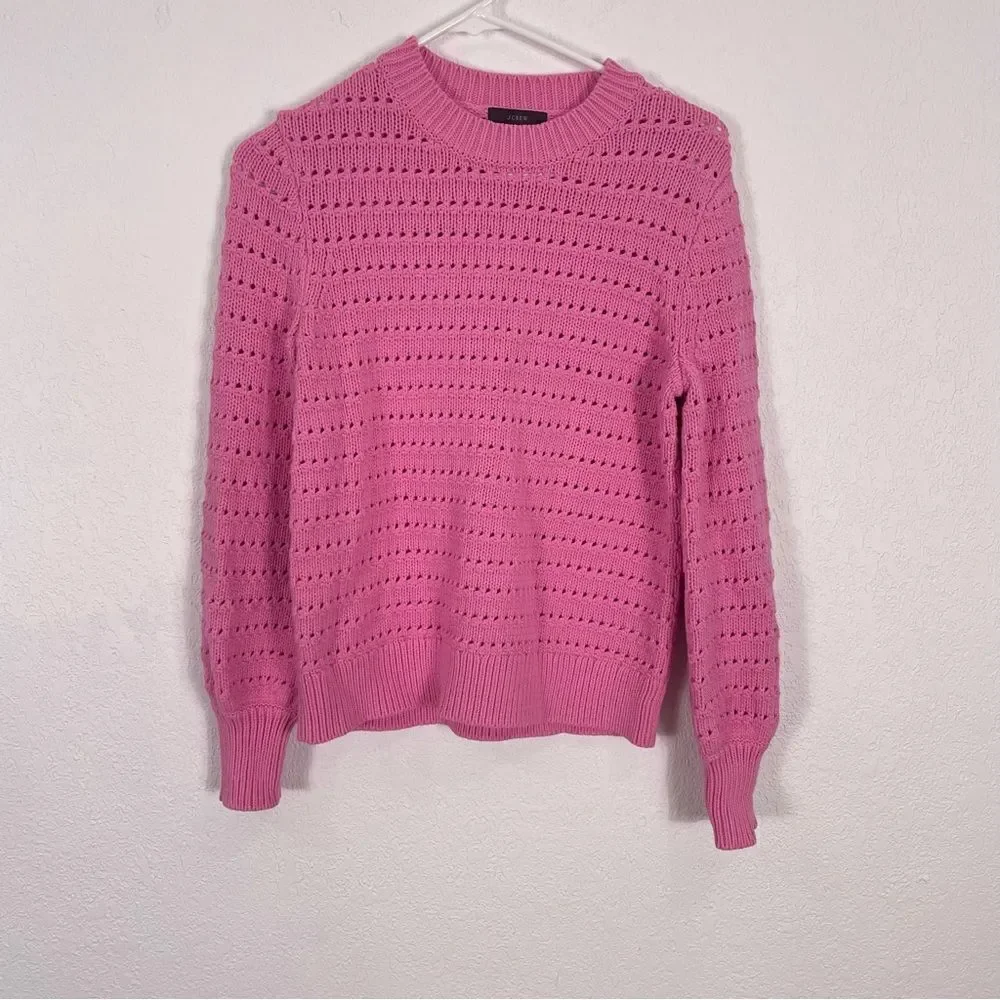 J. Crew Bubblegum Pink Cutout Hole Patterned‎ Pullover Sweater